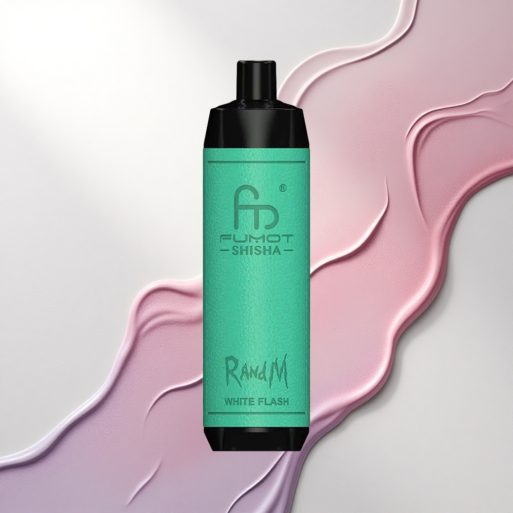 RandM Fumot Shisha 10000 Puffs Bela Bliskavica z 18ml E-tekočine in 850 mAh Baterija
