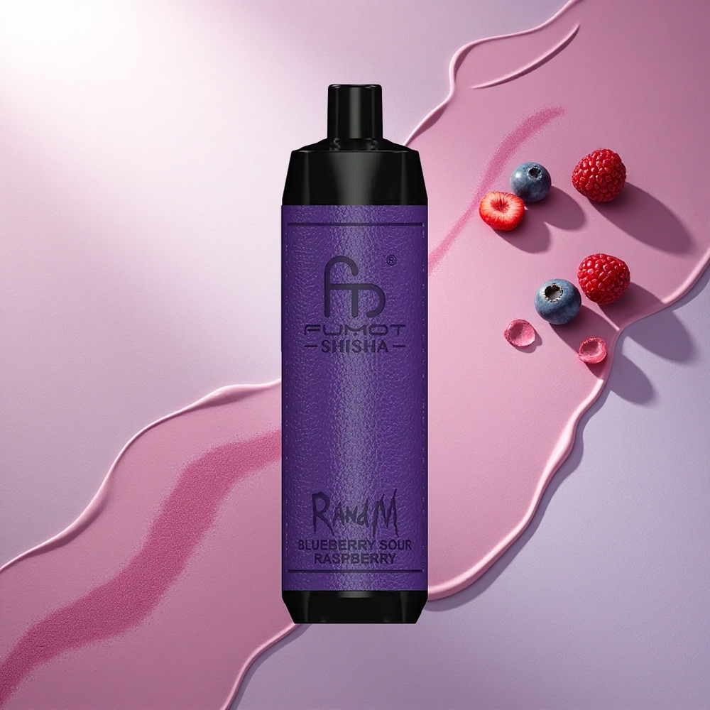RandM Fumot Shisha 10000 Puffs Borovična Kisla Malina z 0,5% nikotina in 850 mAh baterijo