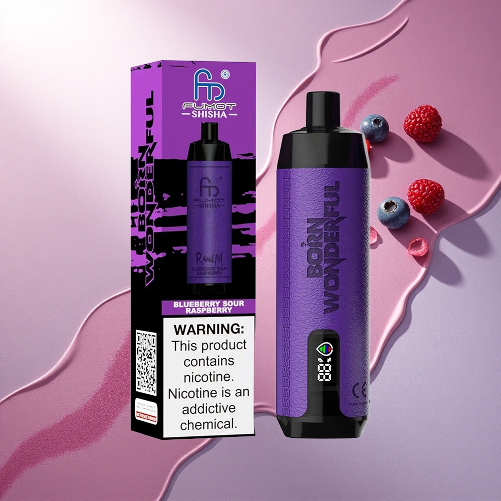 RandM Fumot Shisha 10000 Puffs Borovična Kisla Malina z 0,5% nikotina in 850 mAh baterijo