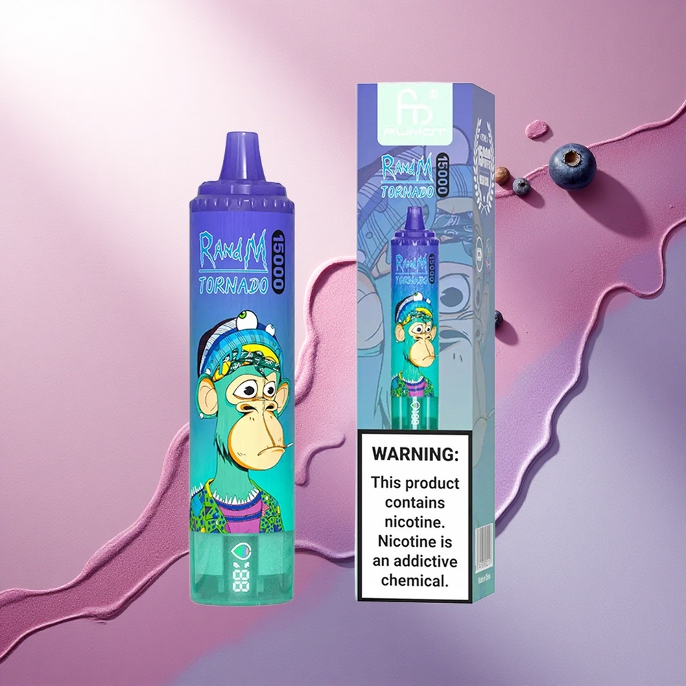 RandM Fumot Tornado 15000 Puffs Borovnica Na Ledu z 5% Nikotina in 850mAh Baterijo