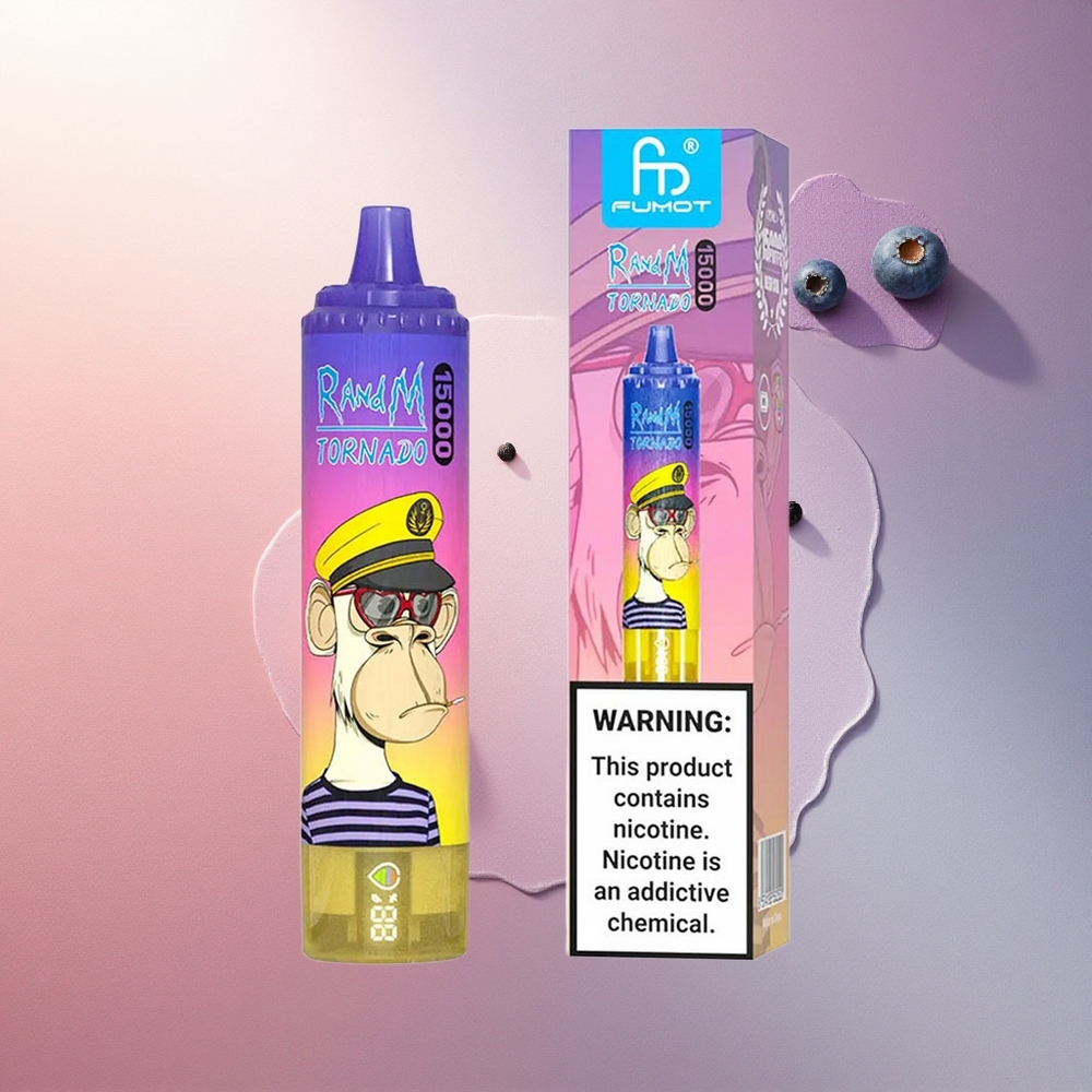 RandM Fumot Tornado 15000 Puffs Breskeva Borovnica Bonbon 25ml 850mAh 5% nikotina