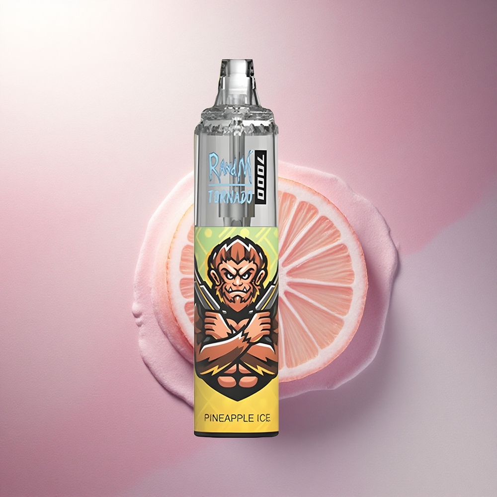 RandM Fumot Tornado 7000 Puffs Ananasov Led z 850 mAh in nastavljivim zrakom