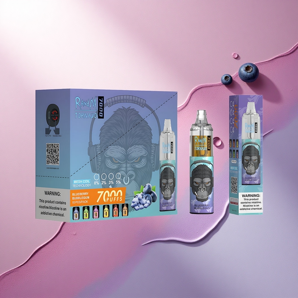 RandM Fumot Tornado 7000 Puffs Borovična Mehurčkova Guma z 850 mAh in 5% Nikotina