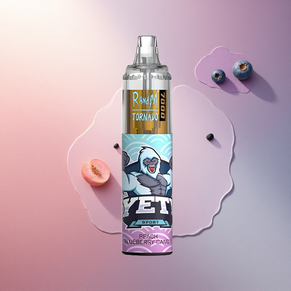 RandM Fumot Tornado 7000 Puffs Breskva Borovnica Sladkariča z 850 mAh in 5% nikotina