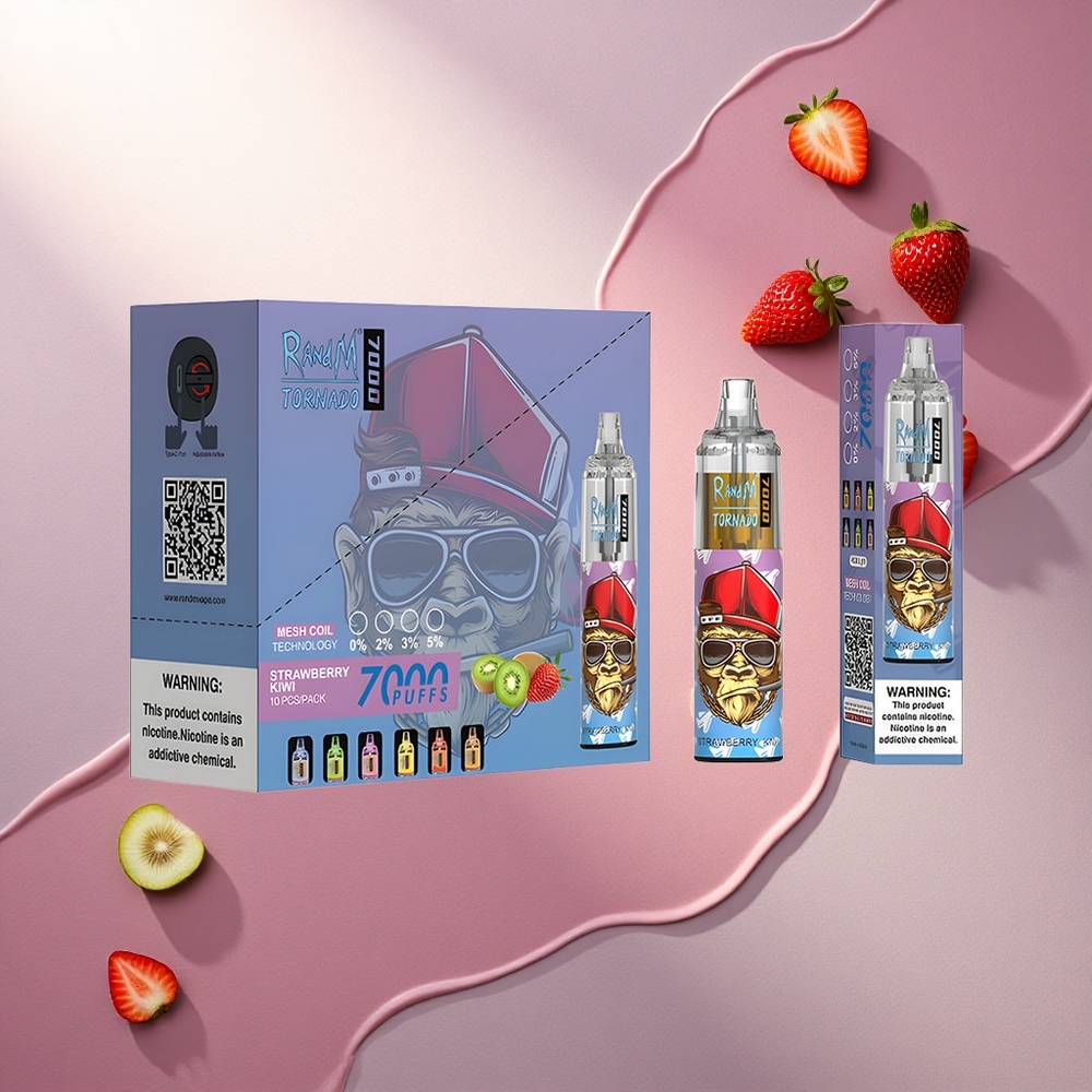 RandM Fumot Tornado 7000 Puffs Jagoda Kivi z 850 mAh in nastavljivim zrakom