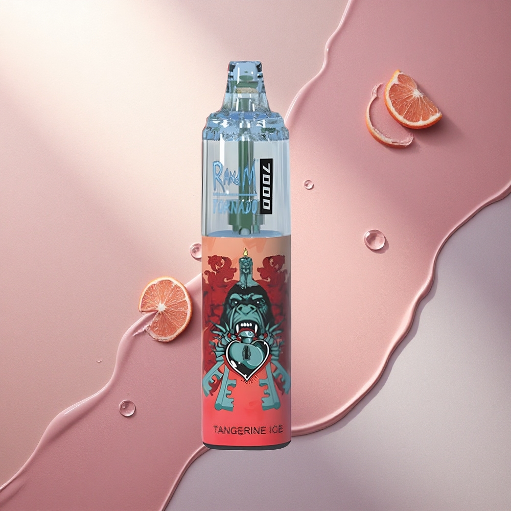 RandM Fumot Tornado 7000 Puffs Mandarinasti Led z 14 ML E-tekočino in 850 mAh