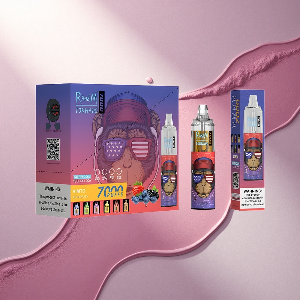 RandM Fumot Tornado 7000 Puffs Vimto Nastavljiv Zrak 850 mAh Mrežasta Tuljava