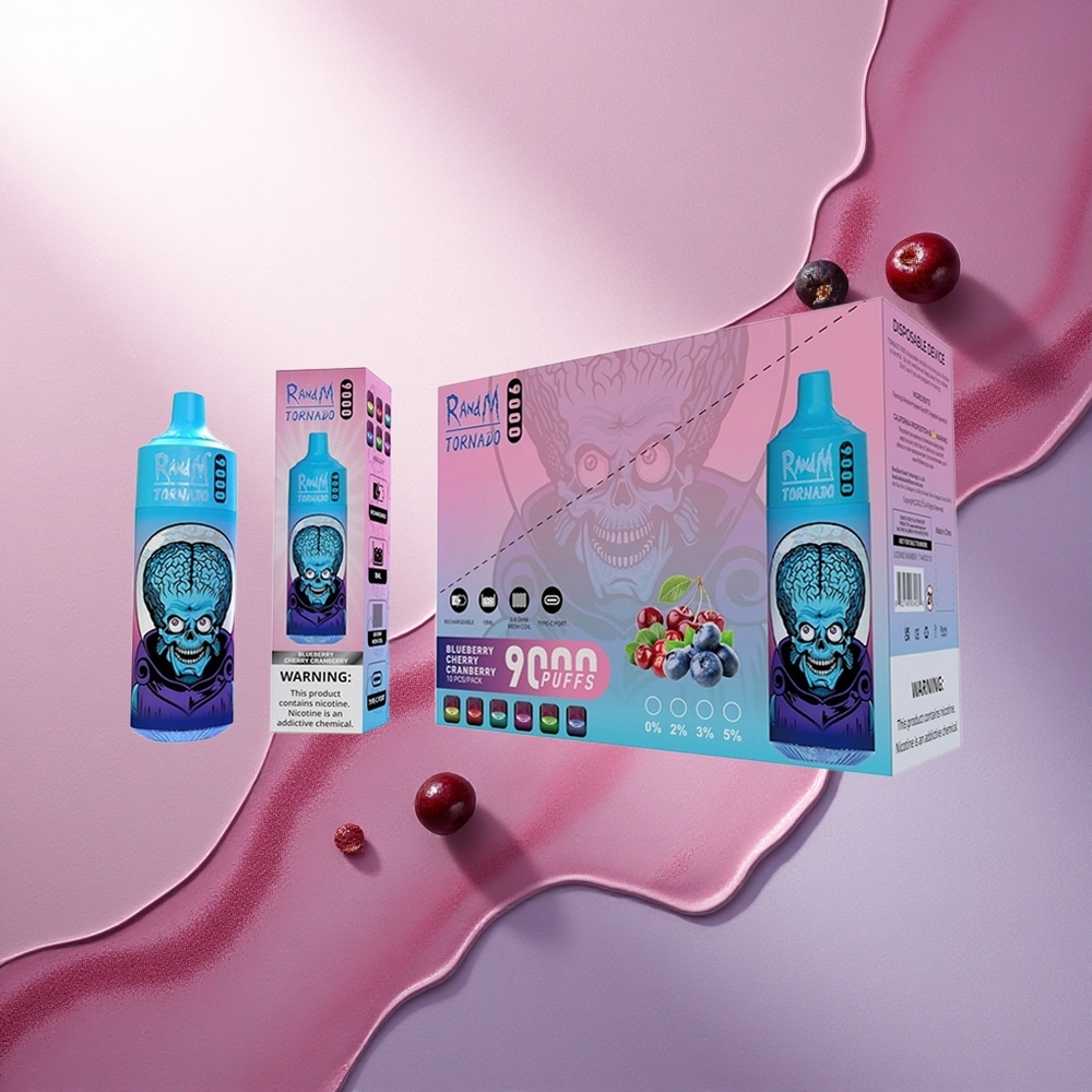 RandM Fumot Tornado 9000 Puffs Borovničeva Češnja Brusnica z 850 mAh in 18 mL