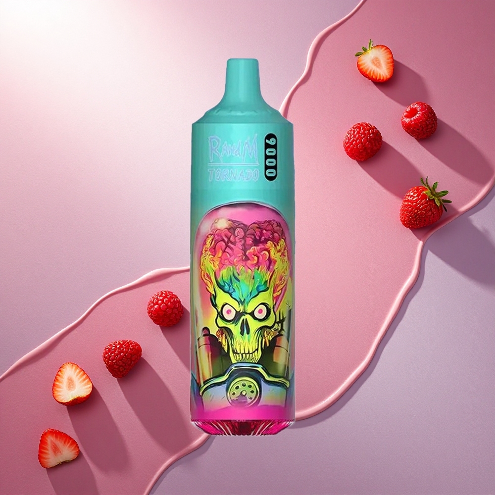RandM Fumot Tornado 9000 Puffs Jagoda Malina Češnja Led z 18 mL E-tekočine in 850 mAh Baterijo