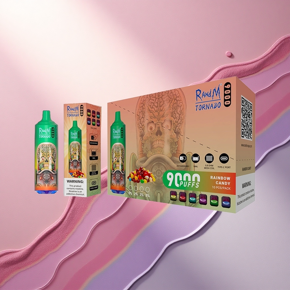 RandM Fumot Tornado 9000 Puffs Mavrični Bonbon z 850 mAh in 18 mL