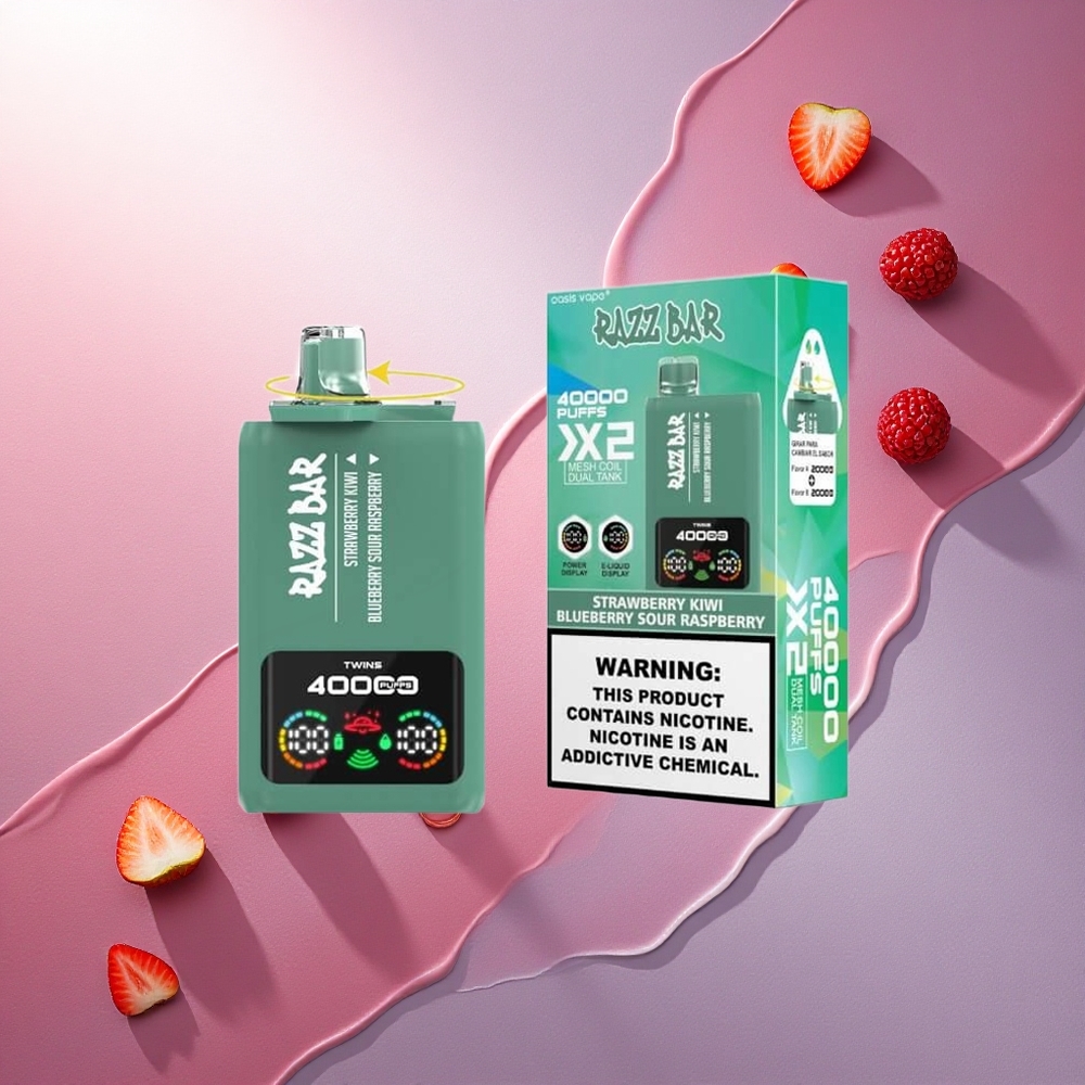 Razz Bar 40000 Puffs Jagoda Kivi - Borovnica Kisla Malina z 5% Nikotina in 650 mAh Baterijo