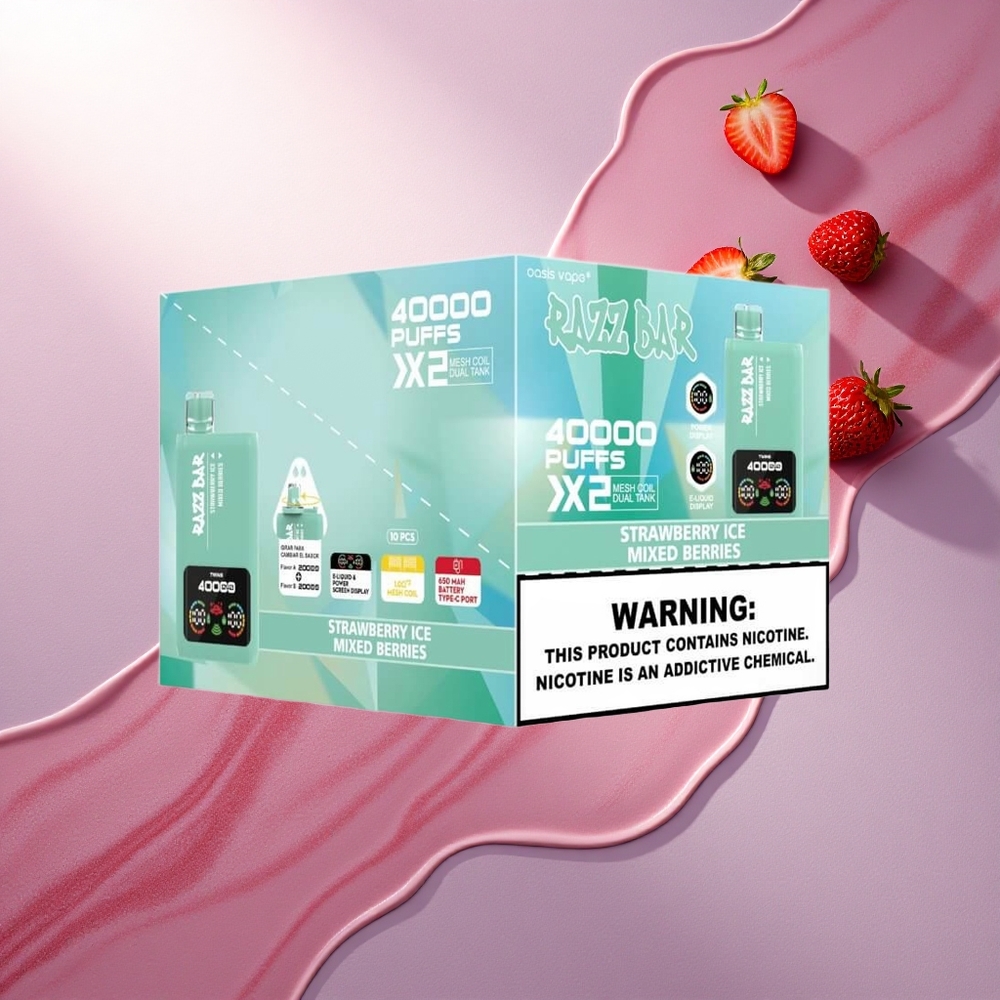 Razz Bar 40000 Puffs Jagoda Led – Mešane Jagode z 5% Nikotina