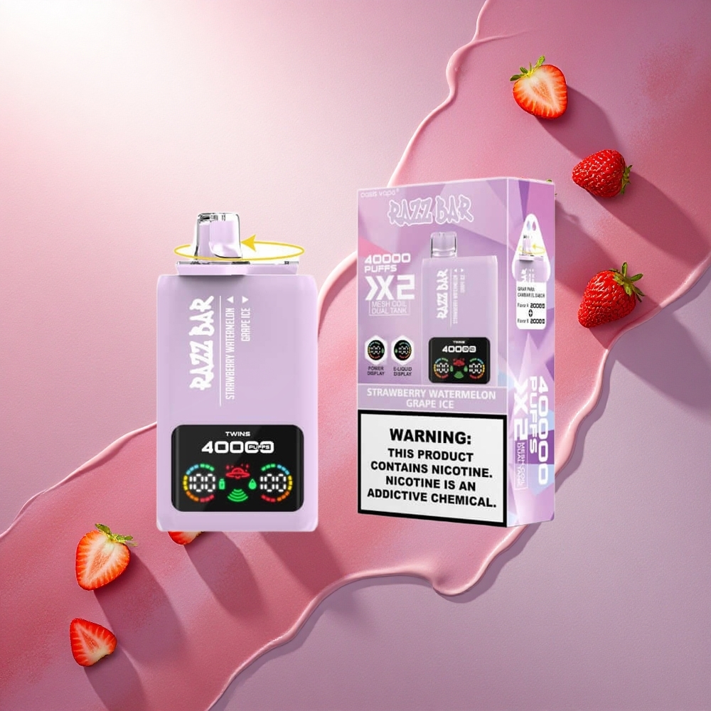 Razz Bar 40000 Puffs Jagoda Lubenica - Grozdje Led 5% nikotina 650 mAh