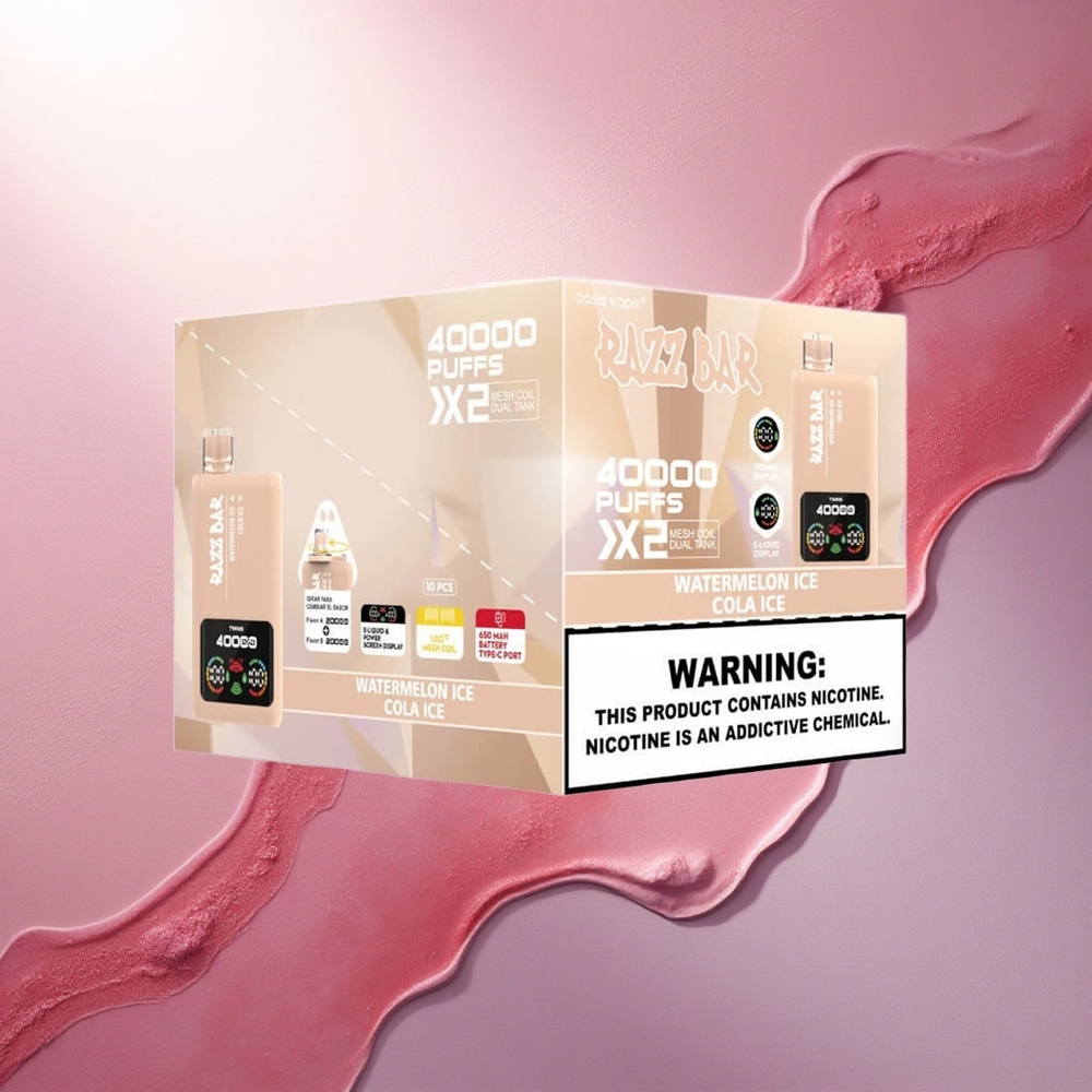 Razz Bar 40000 Puffs Lubenikova Ledena Kolada z 5% nikotina in 650 mAh baterijo