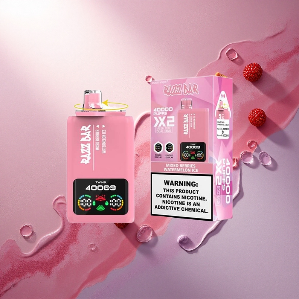 Razz Bar 40000 Puffs Mešane Jagode - Lubenica Led z 5% Nikotina in 650mAh