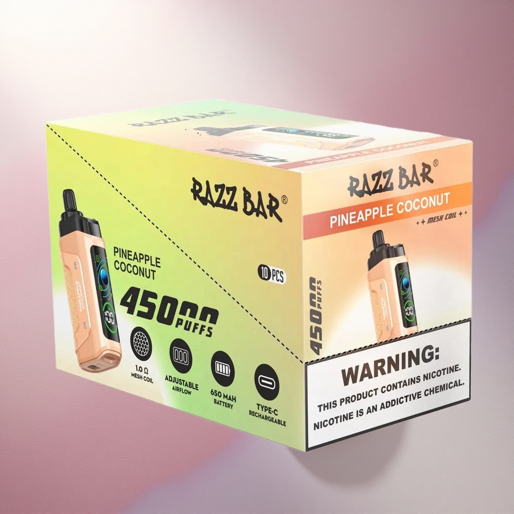 Razz Bar 45000 Puffs Ananas Kokos z 20 mg/ml nikotina in 650 mAh baterijo