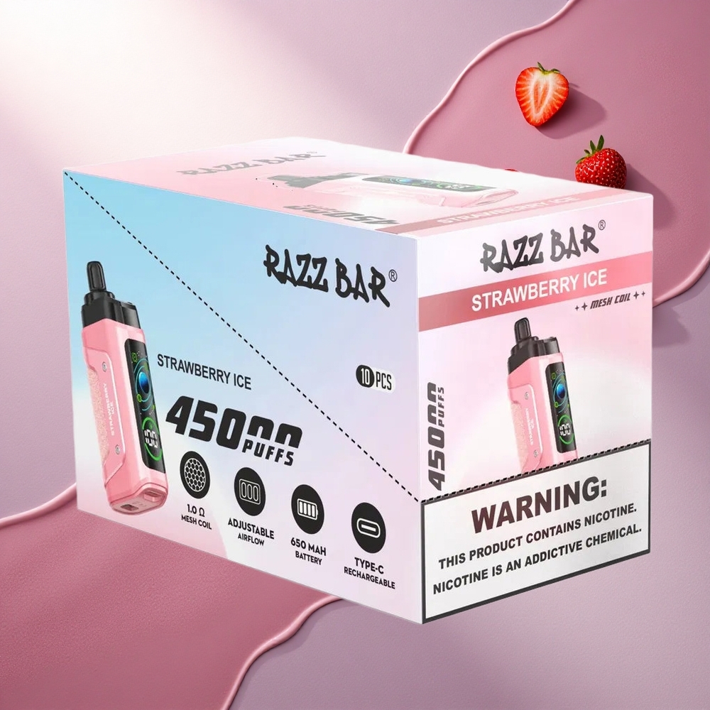 Razz Bar 45000 Puffs Jagodni Led z 20 mg nikotina in 650 mAh baterijo