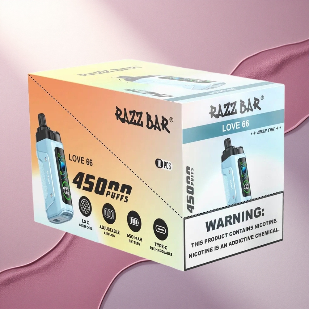 Razz Bar 45000 Puffs Ljubezen 66 Zrak Vodljiv 650 mAh