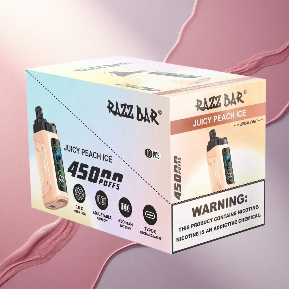 Razz Bar 45000 Puffs Sočna Breskva Led z 20 mg/ml nikotina in 650 mAh baterijo