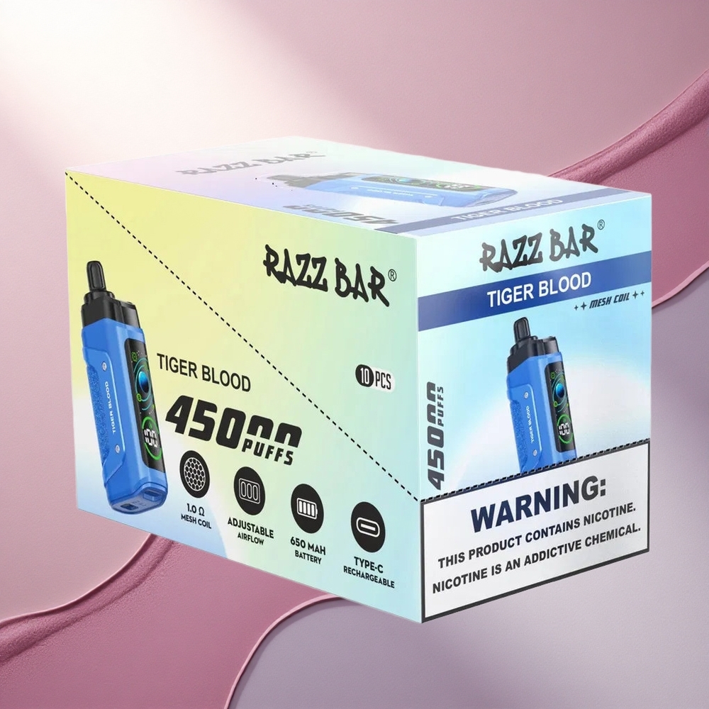 Razz Bar 45000 Puffs Tigrova kri z 20 mg/ml nikotina in 650 mAh baterijo