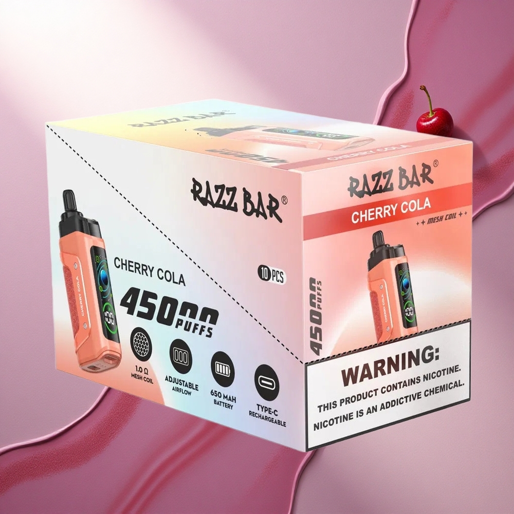 Razz Bar 45000 Puffs Češnjeva Kola z Mesh 1.0 Ohm in 650 mAh