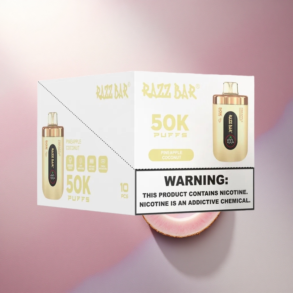 Razz Bar 50K Puffs Ananas Kokos 1.0 Ohm 650 mAh 2% nikotin