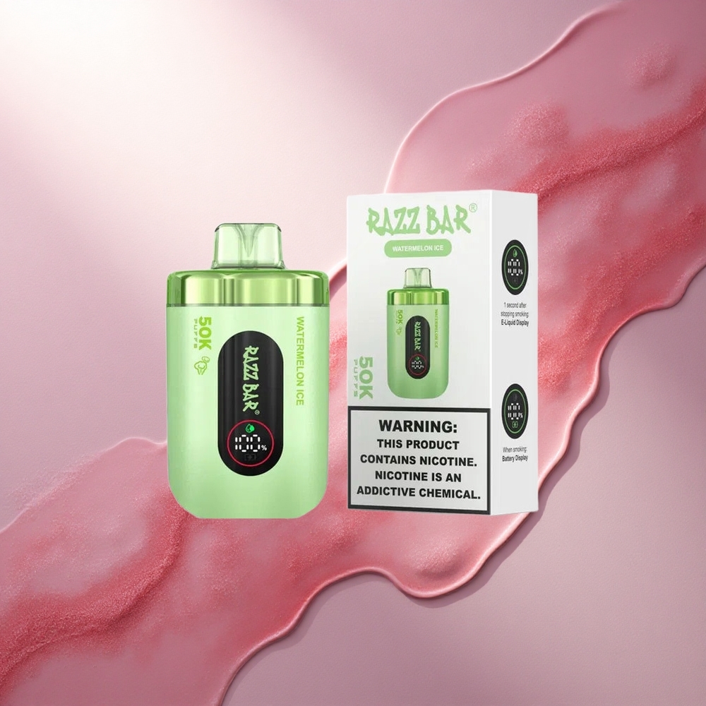 Razz Bar 50K Puffs Lubenični Led z 2% Nikotina in 650 mAh Baterijo