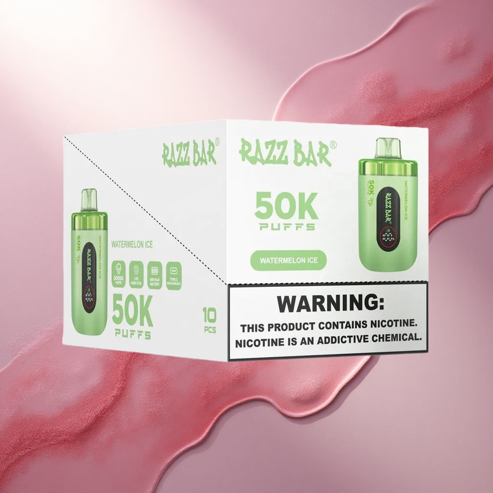 Razz Bar 50K Puffs Lubenični Led z 2% Nikotina in 650 mAh Baterijo