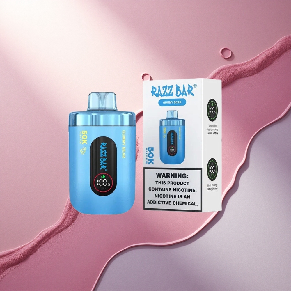 Razz Bar 50K Puffs Medvedki z 2% nikotina in 650 mAh baterijo