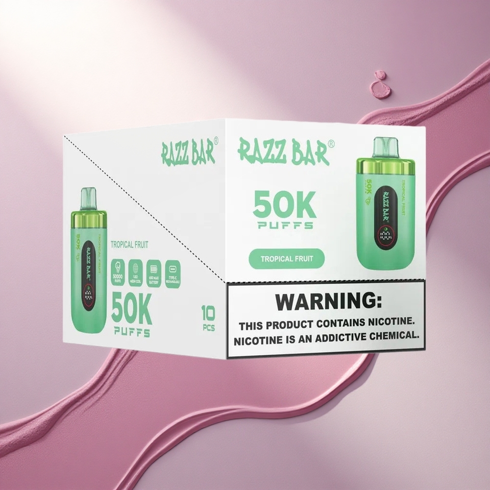 Razz Bar 50K Puffs Tropsko Sadje Mehanski Vijug 650 mAh 2% Nikotin