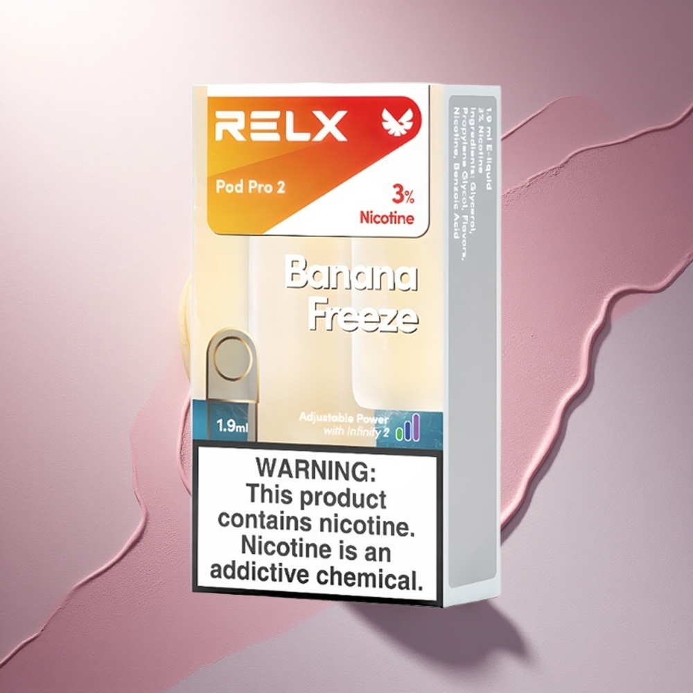 Relx Pod Pro 2 Vape Device Banana Zmrzlina 30mg/ml nikotina, 1.9ml, 3 napevi/pakiranje, 3 načini napetosti
