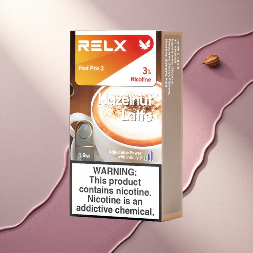 Relx Pod Pro 2 Vape Device Lesnikova Latte 30mg/ml nikotina, 1,9ml, 3 napetostni načini (5,5W/6,5W/8W)