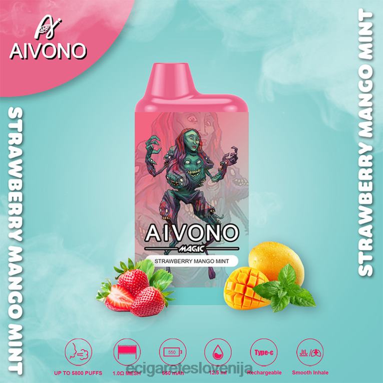 Aivono AIM MAGIC 5800 cigaretnih škatlic jagoda mango meta 8N08F97 - Elektronska Cigareta Z Okusom