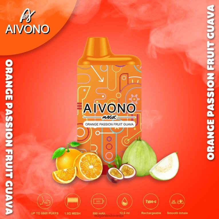 Aivono AIM MAGIC 5800 cigaretnih škatlic pomarančna pasijonka guava 8N08F90 - Elektronska Cigareta Brez Nikotina