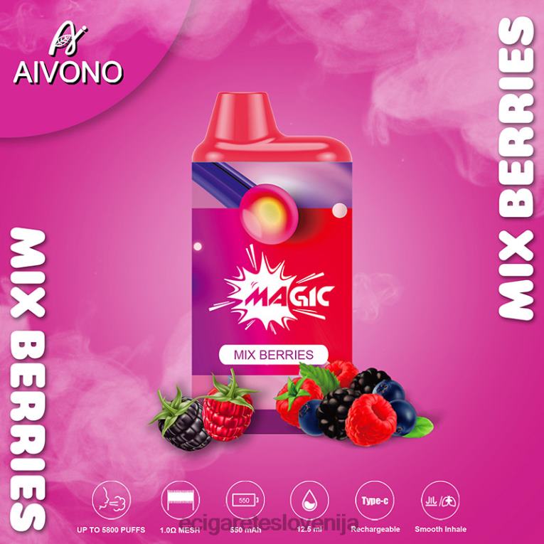 Aivono AIM MAGIC 5800 cigaretnih škatlic zmešajte jagode 8N08F100 - Elektronska Cigareta Brez Nikotina