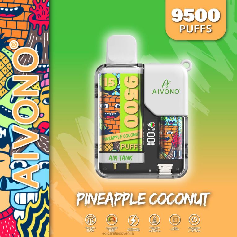 Aivono AIM TANK 9500 ananas kokos 8N08F40 - Elektronska Cigareta Brez Nikotina