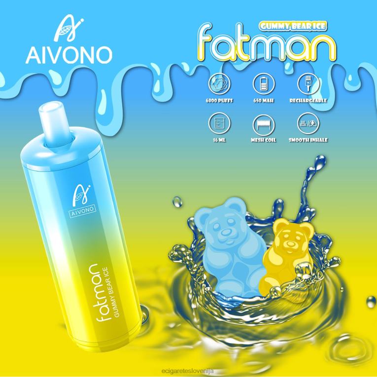 Aivono FATMAN 6800 led z gumijastim medvedkom 8N08F32 - Elektronska Cigareta Iqos Cena Petrol
