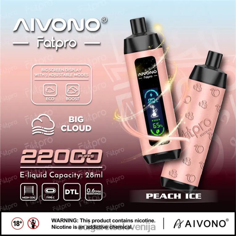Aivono Fatpro 22000 breskov led 8N08F5 - Elektronska Cigareta Za Enkratno Uporabo