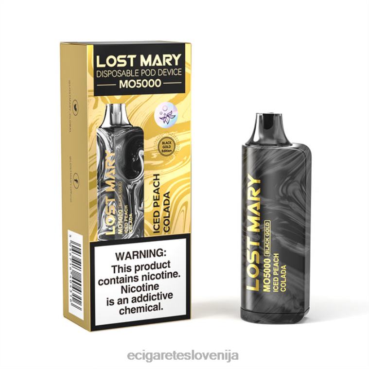 4ZZDX345 - elektronska cigareta za enkratno uporabo ledena breskova kolada LOST MARY MO5000 črno zlato 10ml