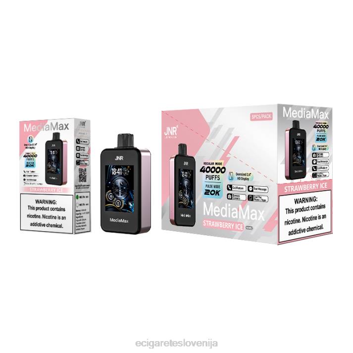 JNR MediaMax 40k puff - elektronska cigareta z okusom jagodni led 00XJ17