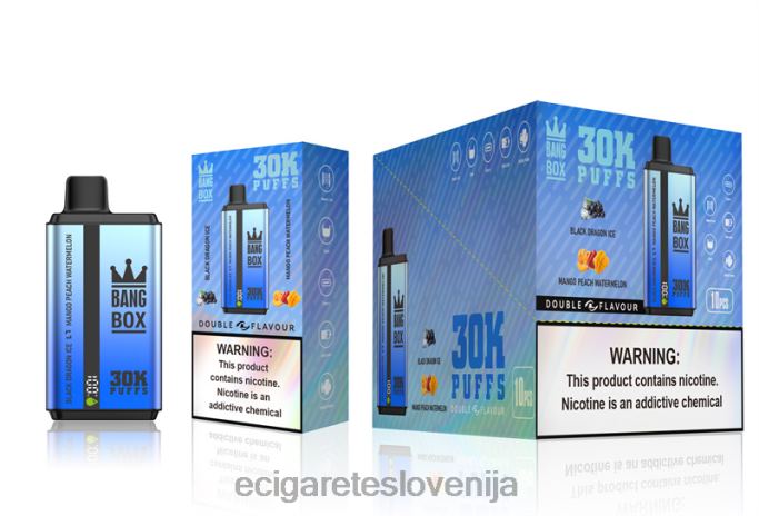 Bang Box 30000 vdihov dvojnih okusov black dragon ice & mango breskev lubenica 4VTDT71 - Elektronska Cigareta Cena
