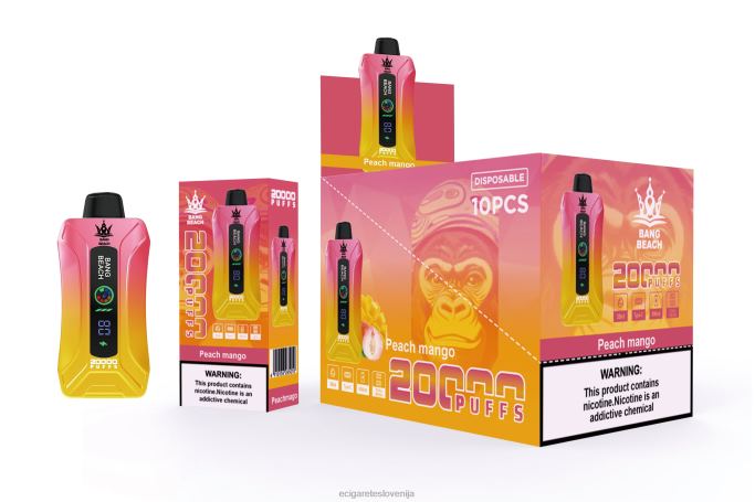 Bang Beach Vape s pametnim zaslonom z 20000 vpihi breskev mango 4VTDT2 - Elektronska Cigareta Iqos Cena Petrol