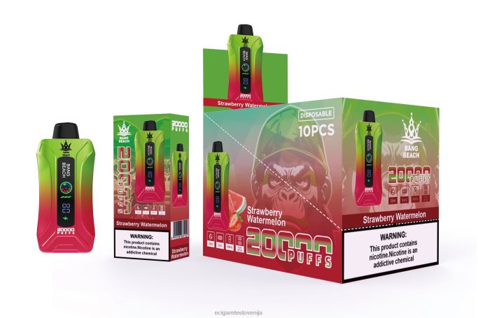 Bang Beach Vape s pametnim zaslonom z 20000 vpihi jagodna lubenica 4VTDT3 - Elektronska Cigareta Cena