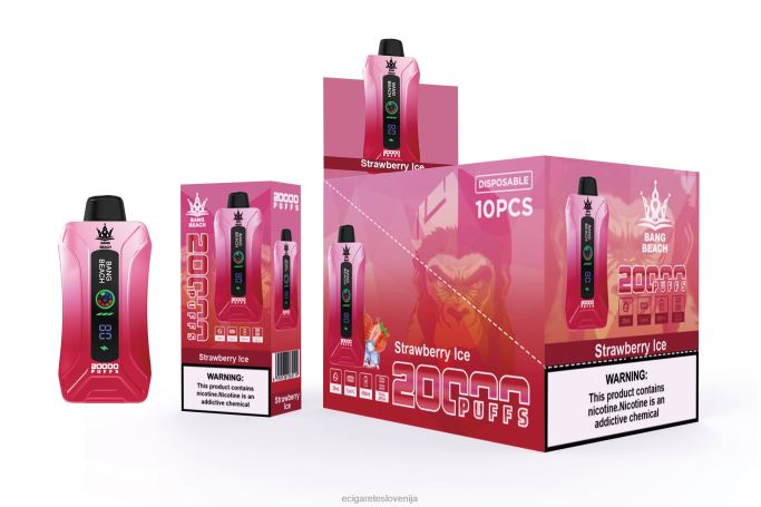 Bang Beach Vape s pametnim zaslonom z 20000 vpihi jagodni led 4VTDT6 - Elektronska Cigareta Iqos