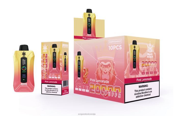 Bang Beach Vape s pametnim zaslonom z 20000 vpihi roza limonada 4VTDT4 - Elektronska Cigareta Mimovrste