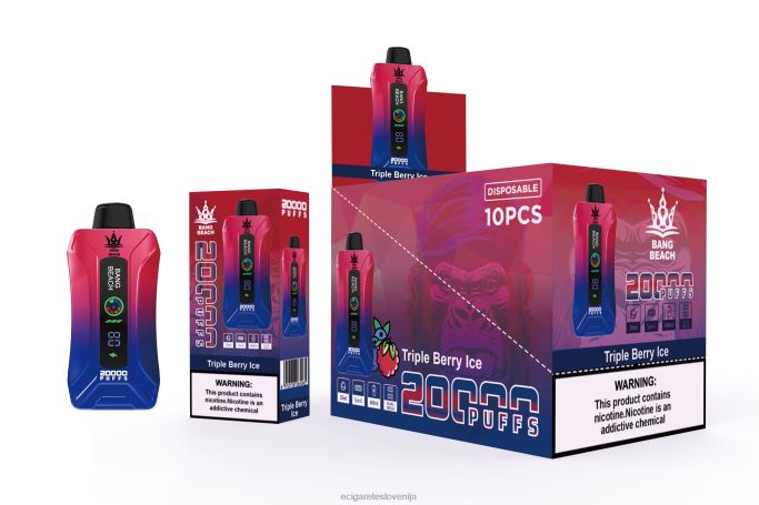 Bang Beach Vape s pametnim zaslonom z 20000 vpihi trojni jagodni led 4VTDT8 - Elektronska Cigareta Nakup