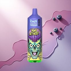 RandM Fumot Tornado 9000 Puffs Borovnični Led z 850 mAh in 18 mL Mrežasto Tuljavo